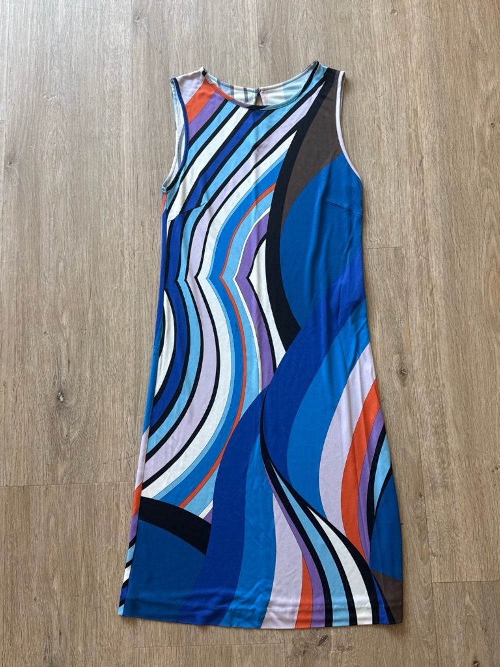 Emilio Pucci Blue Multi-Print Sleeveless Mini Dress 34